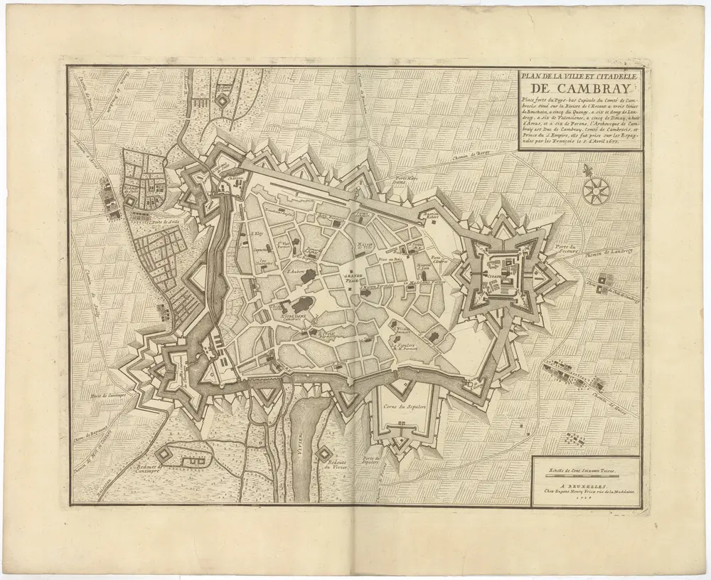 PLAN DE LA VILLE ET CITADELLE DE CAMBRAY