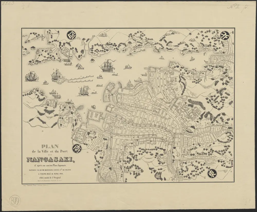 Plan de la ville et du port de Nangasaki, d'après un ancien plan japonais