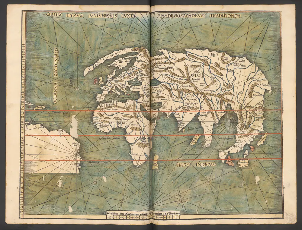 Orbis Typus Universalis Iuxta Hydrographorum Traditionem [Karte], in: Claudii Ptolemei viri Alexandrini mathematice discipline philosophi doctissimi geographie opus [...], S. 230.