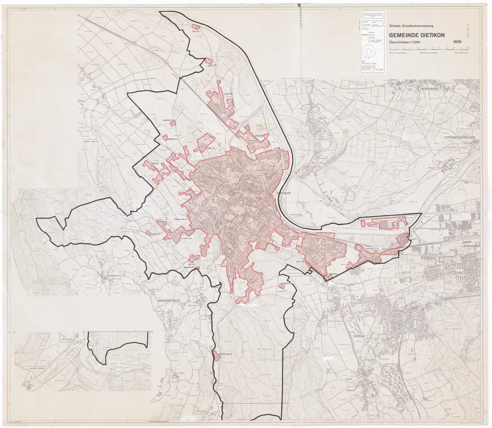 Dietikon: Definition der Siedlungen für die eidgenössische Volkszählung am 01.12.1970; Siedlungskarte
