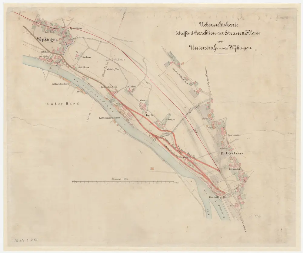 Unterstrass, Wipkingen: Projektierte Strasse von Unterstrass bis Wipkingen; Übersichtsplan