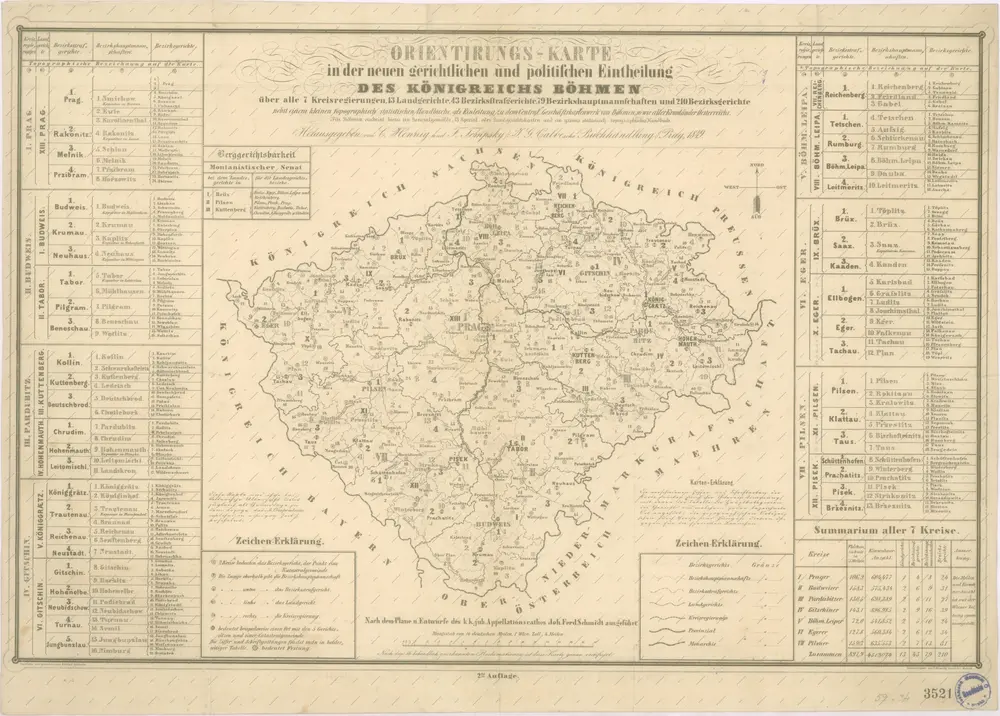 Orientirungs - Karte in der neuen gerichtlichen und politischen Eintheilung des Königreichs Böhmen