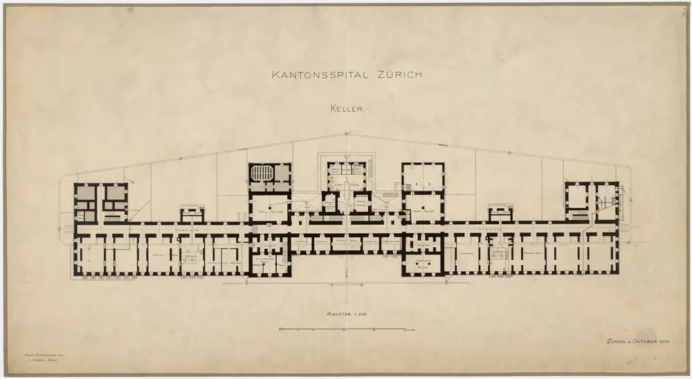 Zürich: Kantonsspital, Keller; Grundriss