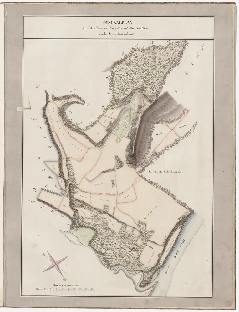 Glattfelden: Zehntenbezirk Zweidlen, zehntenpflichtig der Herrschaft Eglisau: Generalplan; Grundriss