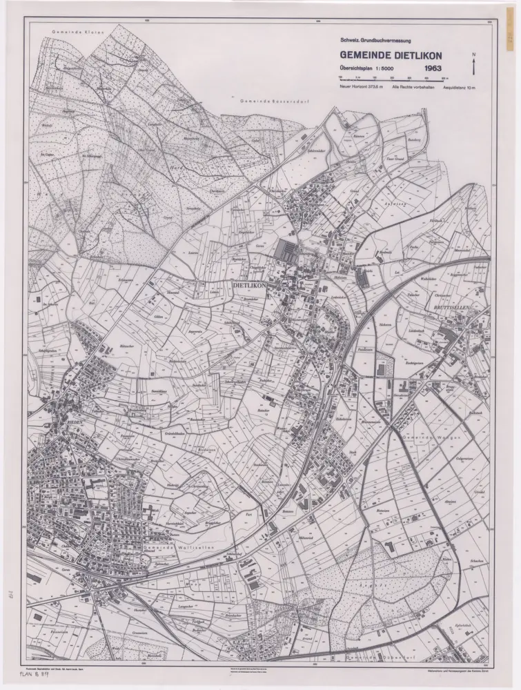 Dietlikon: Gemeinde; Übersichtsplan (Schweizerische Grundbuchvermessung)