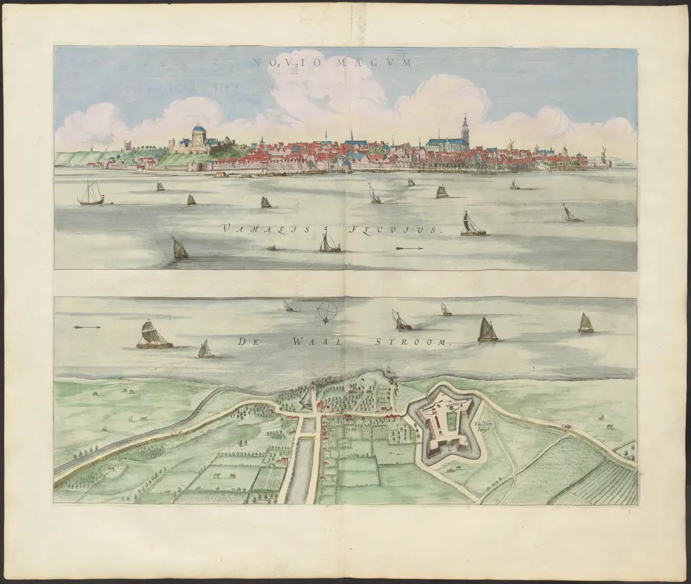 [Top] NOVIO MAGVM : [view]; [bottom] [Plan of fort Knodsenburgh and surroundings].