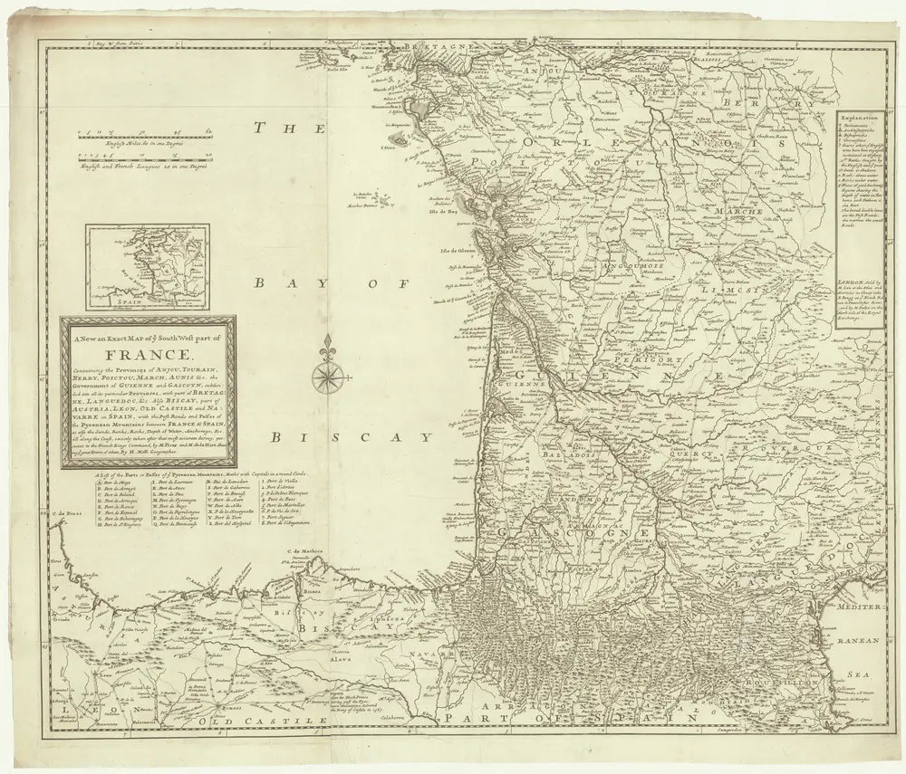 A new an exact map of ey south west part of France