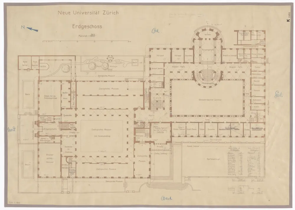 Universität Zürich: Erdgeschoss; Grundriss