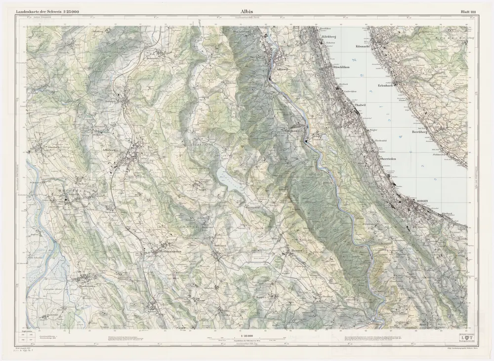 Landeskarte der Schweiz 1 : 25000: Den Kanton Zürich betreffende Blätter: Blatt 1111: Albis