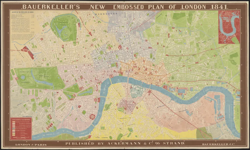 Bauerkeller's new embossed plan of London, 1841