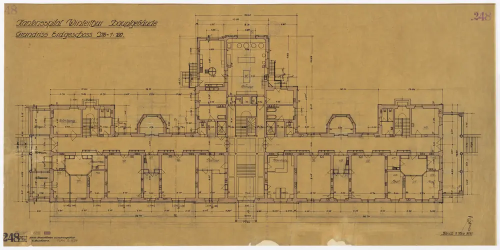 Winterthur: Kantonsspital, Hauptgebäude, Erdgeschoss; Grundriss (Nr. 248)