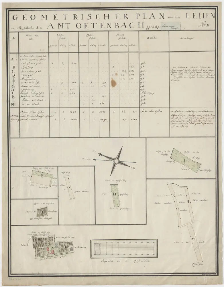 Riesbach: Dem Amt Oetenbach gehörendes Lehen samt hinzugekauften Gütern: Riesbach: Dem Amt Oetenbach gehörendes Lehen; Grundrisse (Nr. 11)