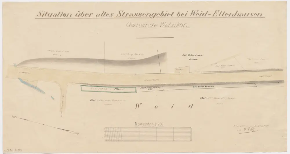 Wetzikon: Altes Strassengebiet bei Weid-Ettenhausen; Situationsplan