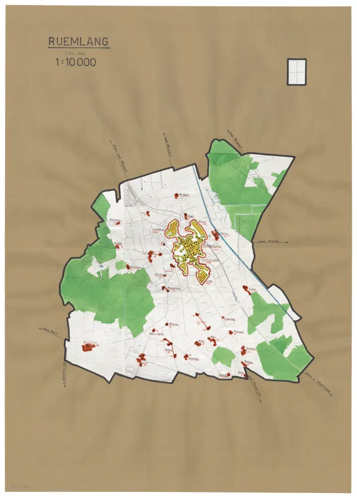 Rümlang: Definition der Siedlungen für die eidgenössische Volkszählung am 01.12.1950; Siedlungskarte