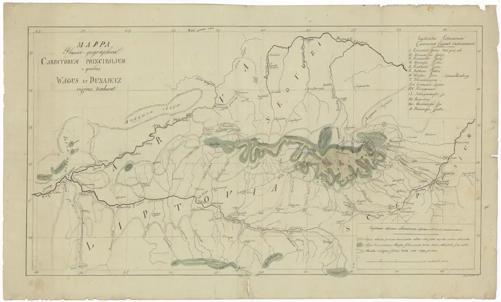 Mappa physico-geographica Carpatorum principalium e quibus Wagus et Dunajetz origines trahunt