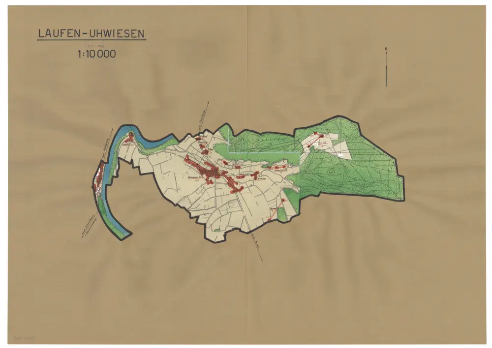 Laufen-Uhwiesen: Definition der Siedlungen für die eidgenössische Volkszählung am 01.12.1950; Siedlungskarte