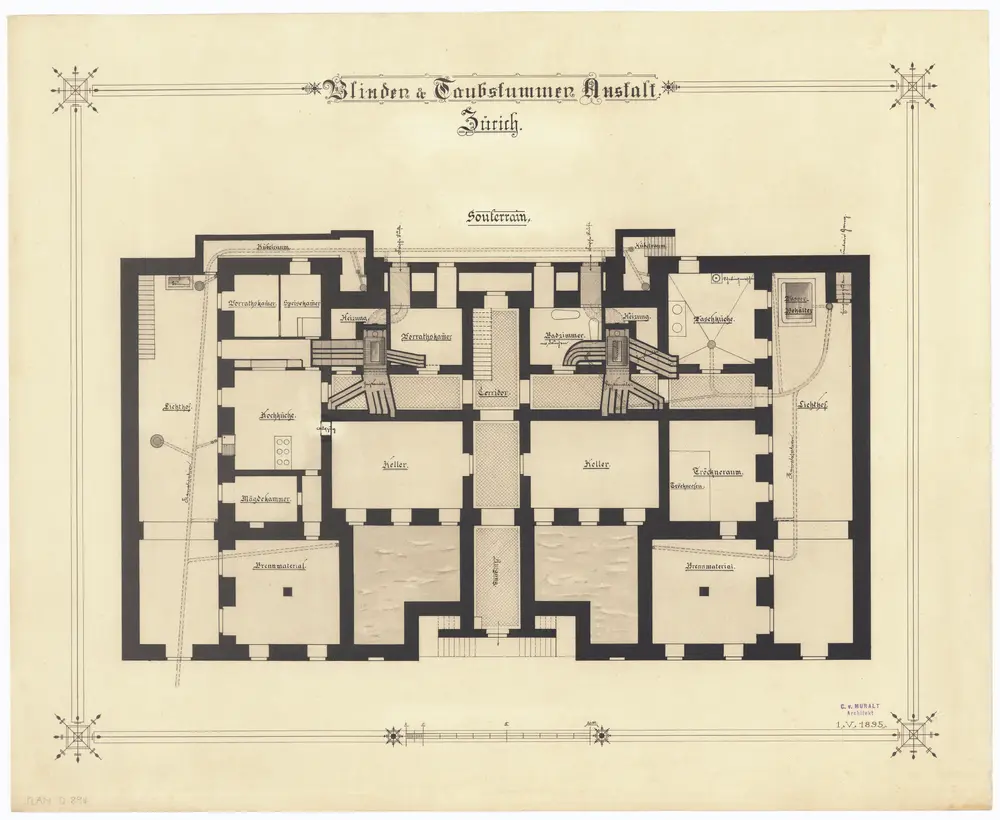 Blinden- und Taubstummenanstalt, Künstlergasse: Aufbau-Projekt; Untergeschoss; Grundriss