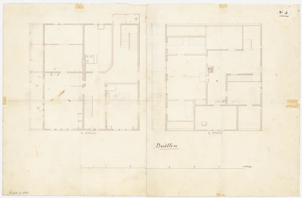 Brütten: Pfarrhaus, 1. und 2. Stock; Grundrisse (Nr. 4)