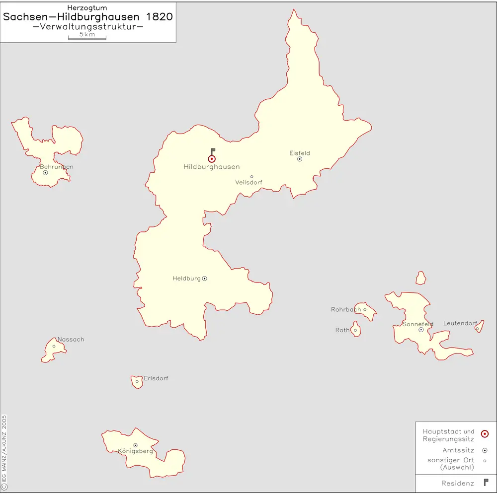 Herzogtum Sachsen-Hildburghausen 1820 Verwaltungsstruktur