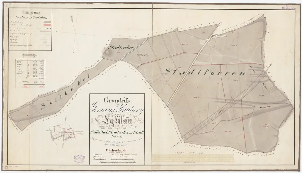 Eglisau, Hüntwangen: Gemeindewaldungen: Eglisau: Sollbüel (Sollbühel), Stadtacker, Stadtforen (Stadtforren), Roti Bücken (In roten Bücken), Kohlplatz, In Gemeindereutenen bei Tössriedern; Grundrisse