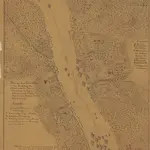 Plan der stad Palembang en van den optogt der Nederlandsche Zee- en Landmagt op 27 juny 1821, waarna de Sultan Machmoed Badar Oedin zich overgaf