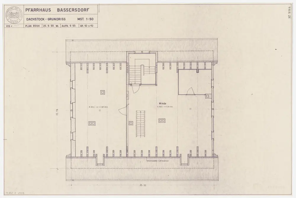 Bassersdorf: Pfarrhaus; Grundriss des Dachgeschosses