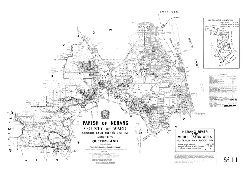 Flood map of Nerang River and Mudgeeraba area Sf11