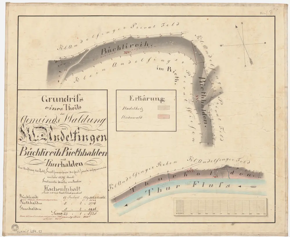 Kleinandelfingen: Gemeindewaldung: Büechlirein, Riethalden, Thurhalden; Grundriss