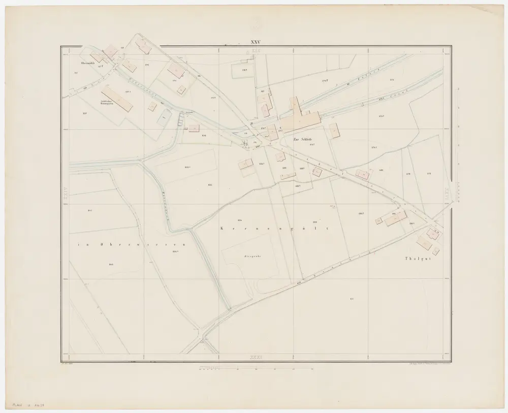 Winterthur: Gemeinde; Grundpläne: Blatt XXV: Obermühle, In Oberwiesen, Kernengült und Talgut; Situationsplan