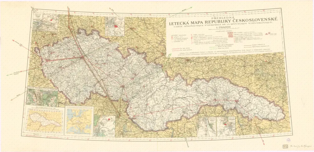 Letecká mapa republiky Československé.