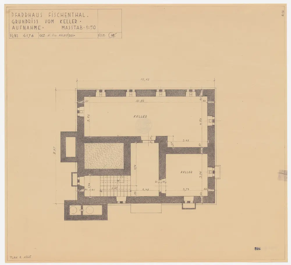 Fischenthal: Pfarrhaus, Keller; Grundriss