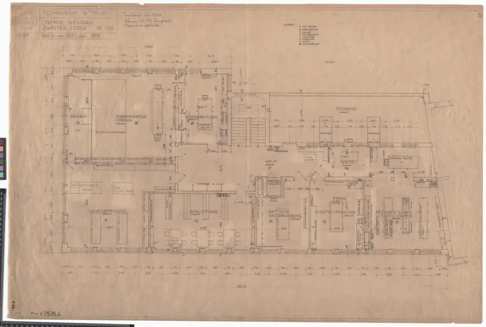 Winterthur: Technikum, Chemie-Neubau: 2. Stock; Grundriss (Nr. 37)