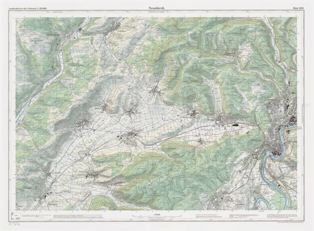 Landeskarte der Schweiz 1 : 25000: Den Kanton Zürich betreffende Blätter: Blatt 1031: Neunkirch SH