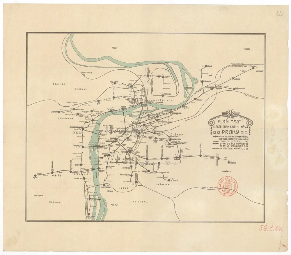 Plán tratí elektr. drah král. hl. města Prahy