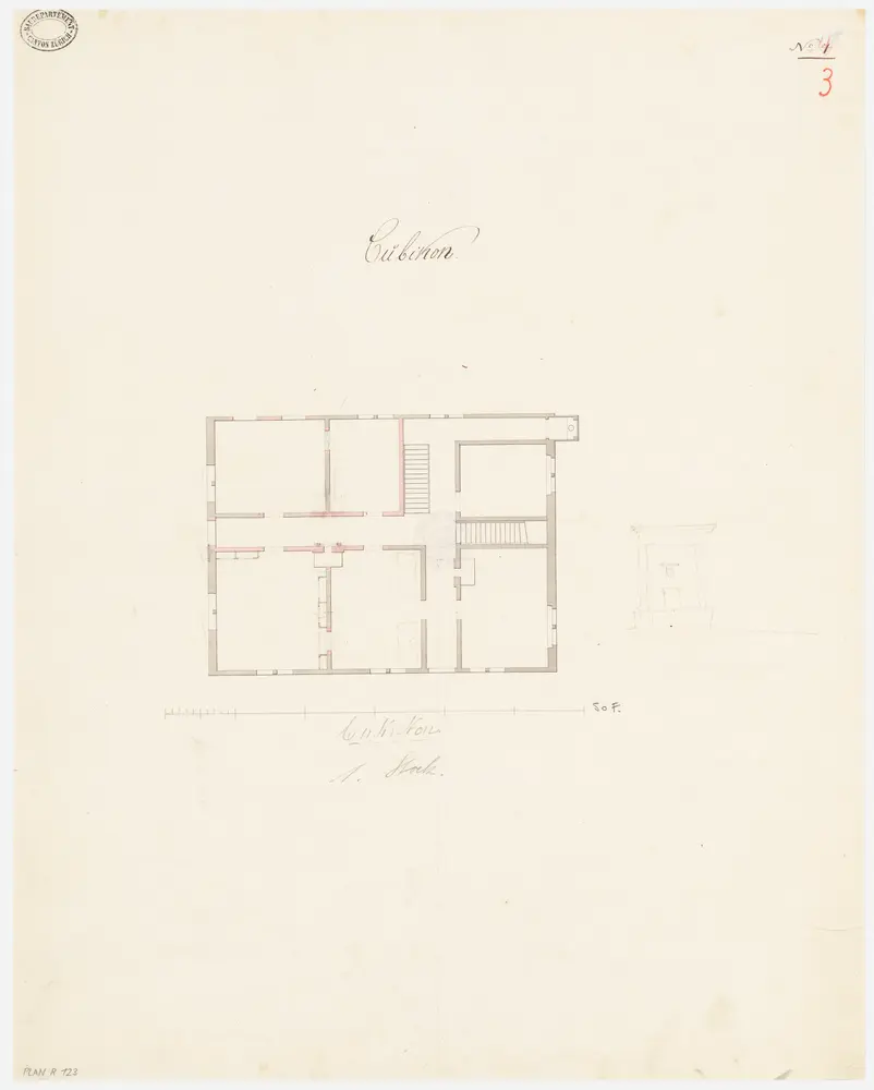 Bubikon: Pfarrhaus, 1. Stock; Grundriss (Nr. 3)