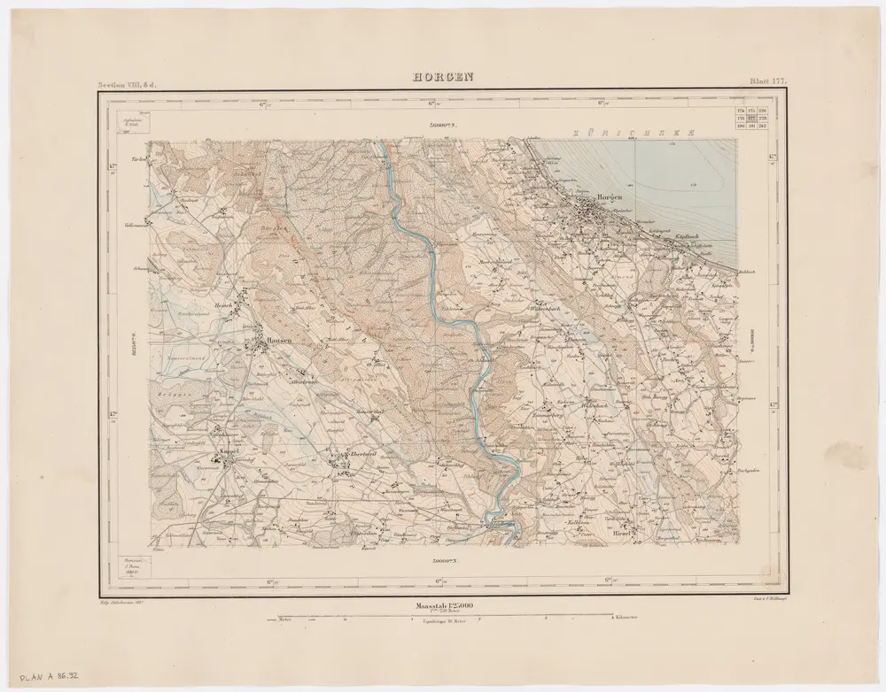 Topographischer Atlas der Schweiz (Siegfried-Karte): Den Kanton Zürich betreffende Blätter: Blatt 177: Horgen