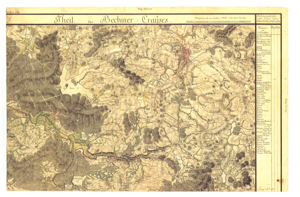 I. vojenské (josefské) mapování - Čechy, mapový list č.244