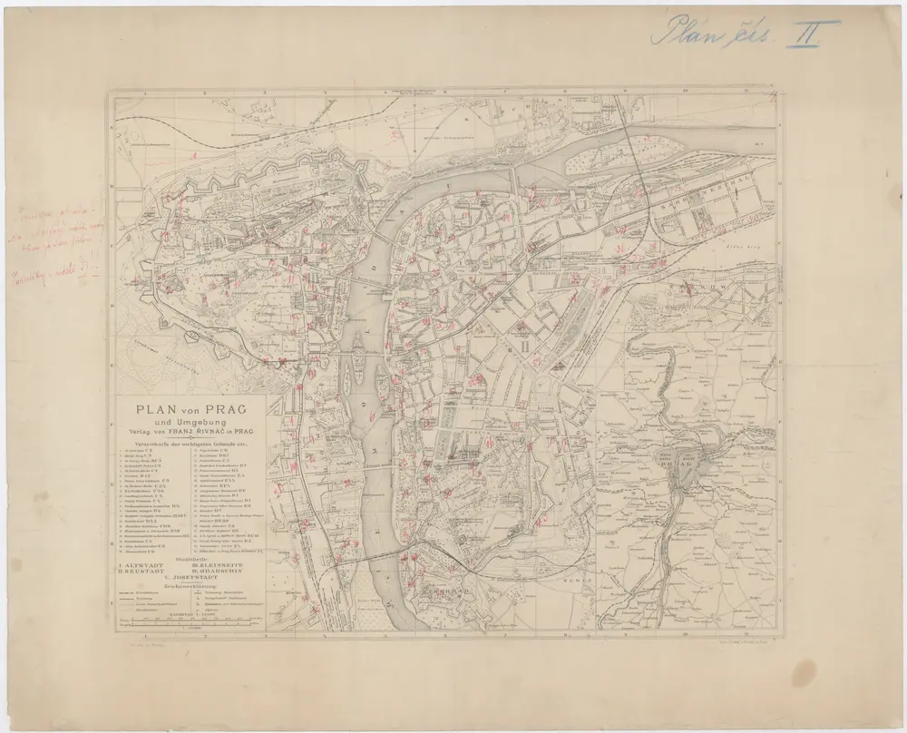 Plan von Prag und Umgebung