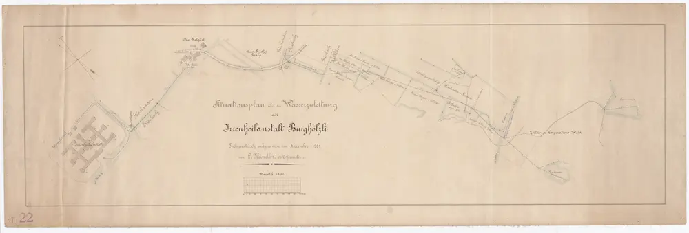 Irrenanstalt Burghölzli: Wasserzuleitung; Situationsplan