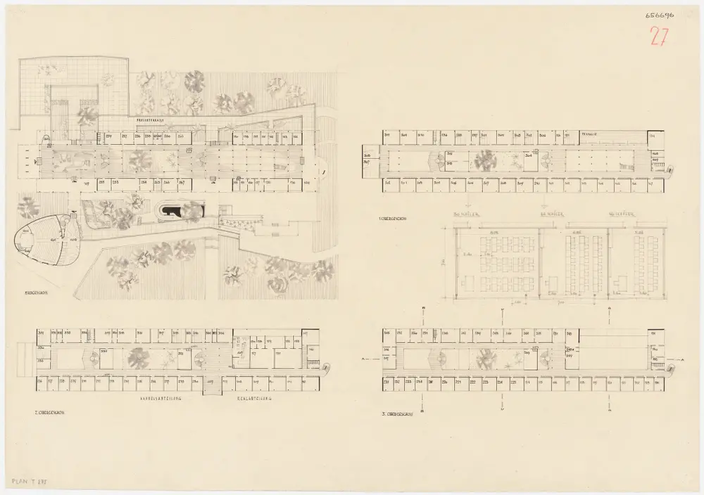 Zürich: Kantonsschule Freudenberg; Projekt 656696; Erdgeschoss, 1., 2. und 3. Obergeschoss; Grundrisse