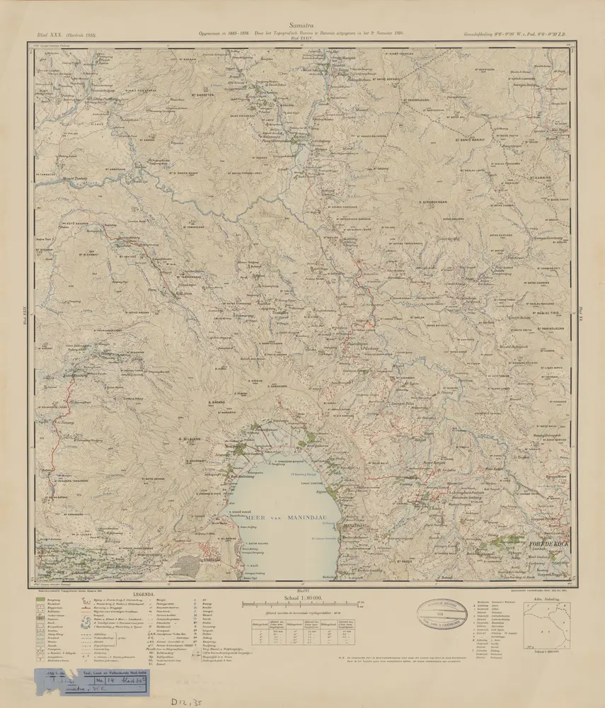 [Manindjau] : opgenomen in 1889-1898 / door het Topographisch Bureau te Batavia uitgegeven in het 2e semester 1904