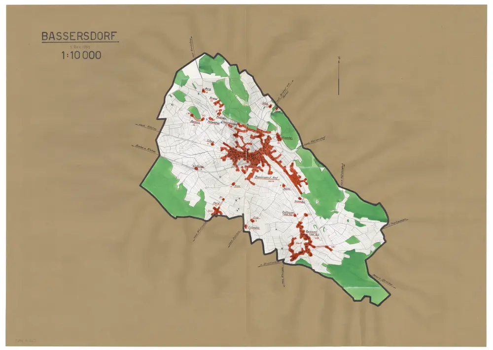 Bassersdorf: Definition der Siedlungen für die eidgenössische Volkszählung am 01.12.1950; Siedlungskarte