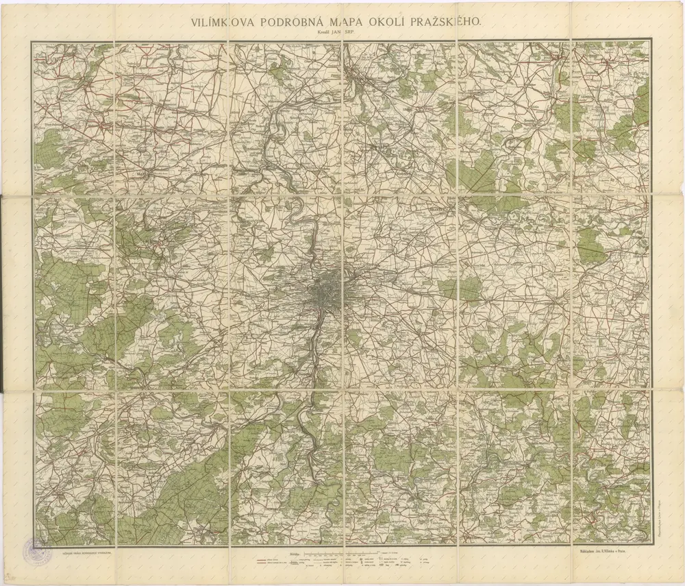 Vilímkova podrobná mapa okolí pražského : s přílohou Polodenní a celodenní výlety do okolí pražského