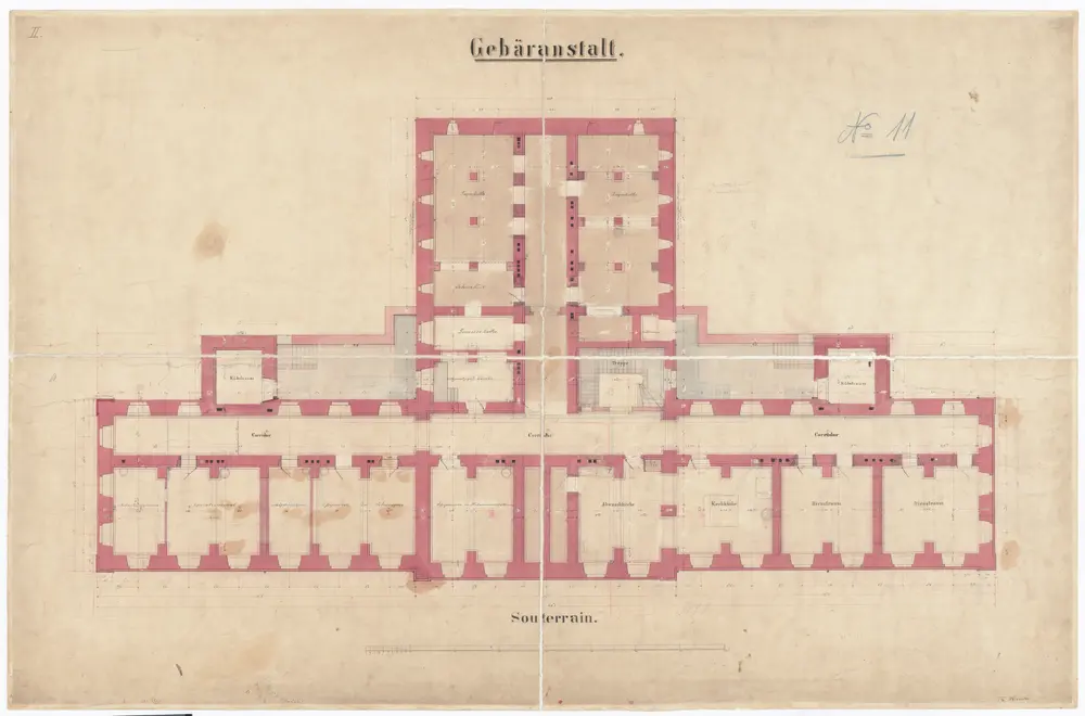 Gebäranstalt: Untergeschoss; Grundriss