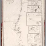 Carte réduite de la Côte de Portugal depuis le Cap Silleiro jusqu'à la Barre de Huelba avec les Plans particuliers des principaux Ports