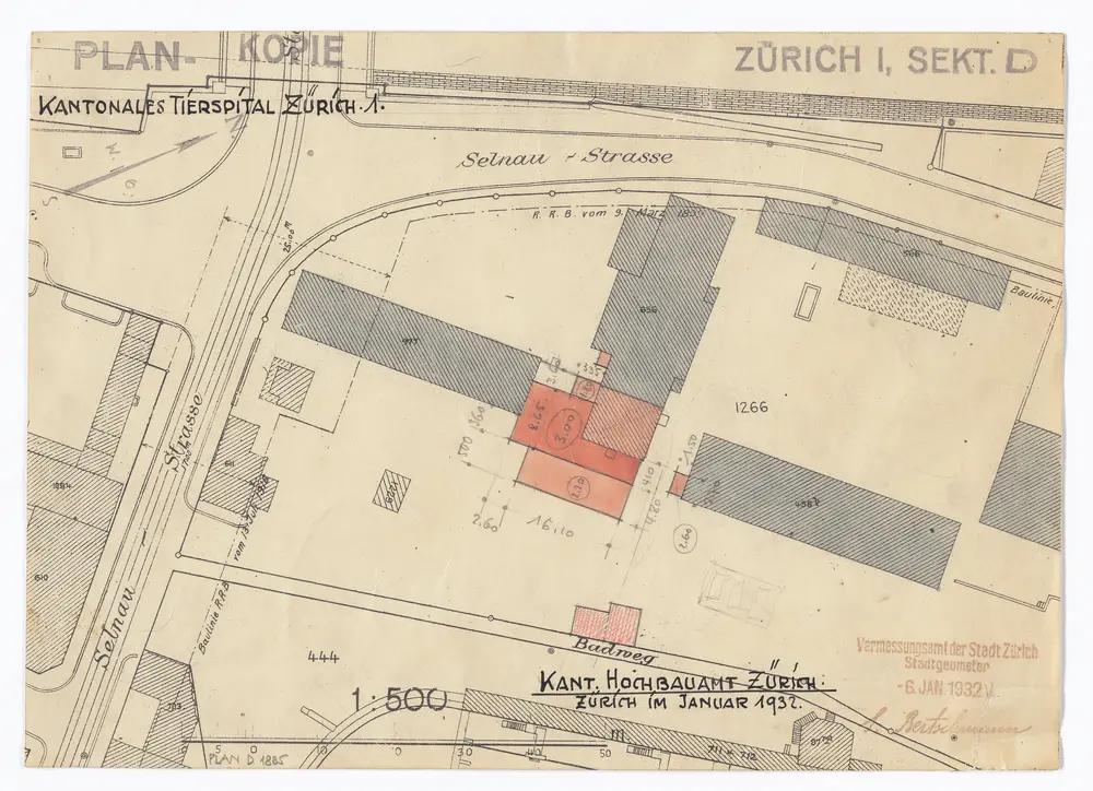 Tierspital Selnaustrasse; Situationsplan