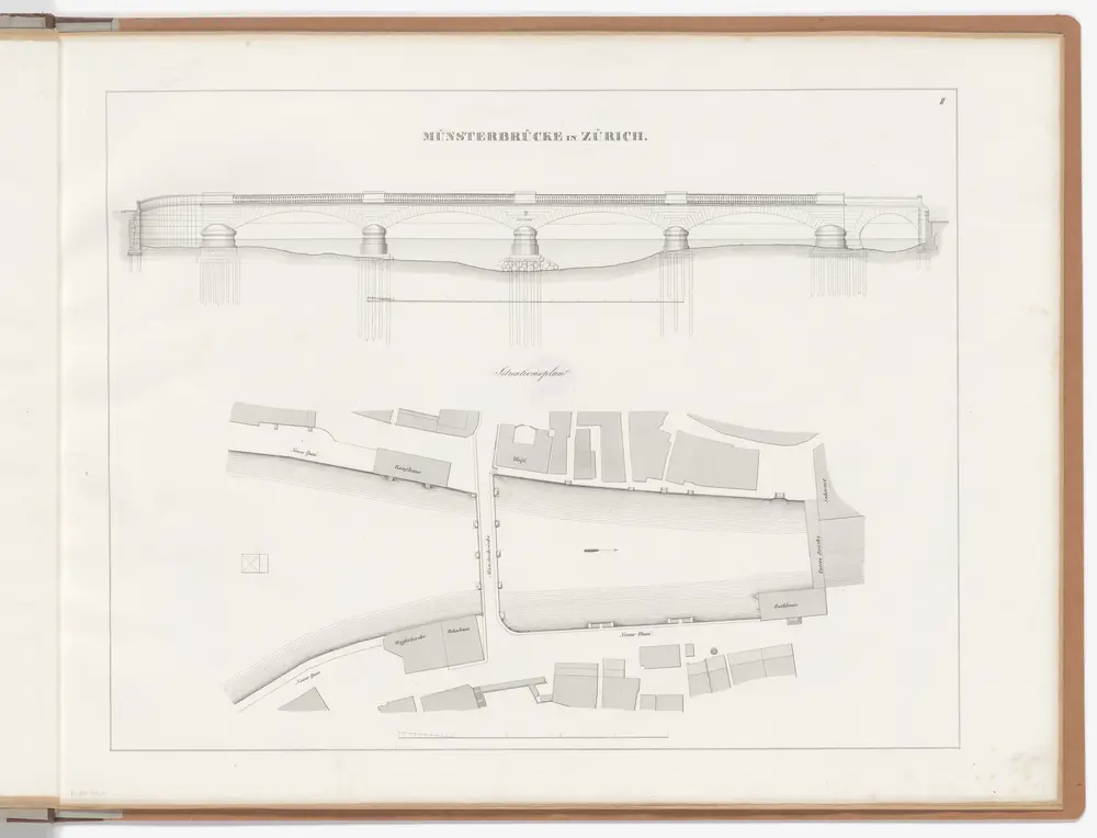 Zürich: Münsterbrücke: Seitenansicht und Grundriss