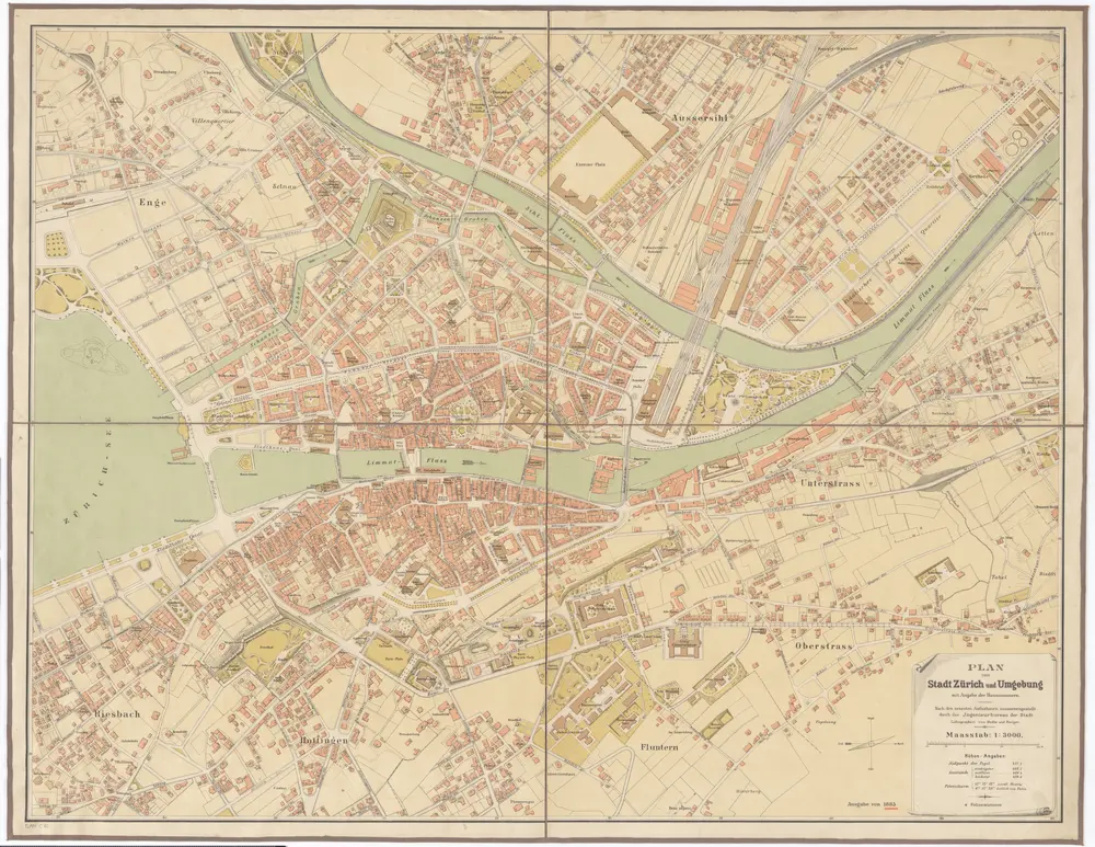 Plan der Stadt Zürich und Umgebung