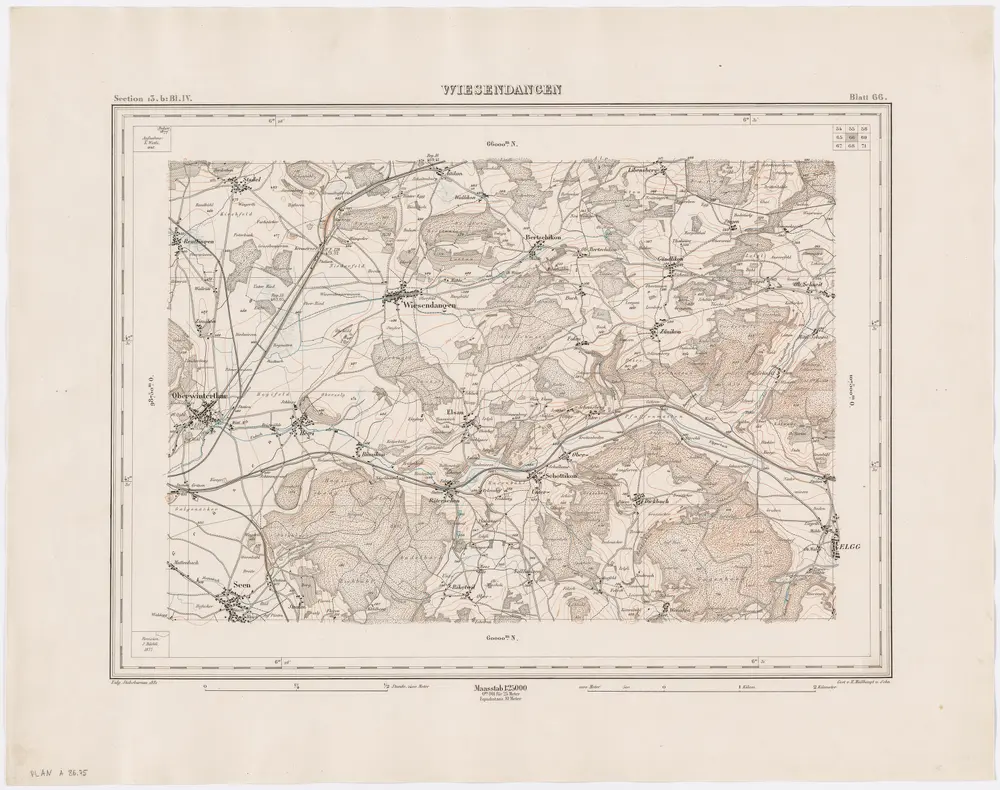 Topographischer Atlas der Schweiz (Siegfried-Karte): Den Kanton Zürich betreffende Blätter: Blatt 66: Wiesendangen