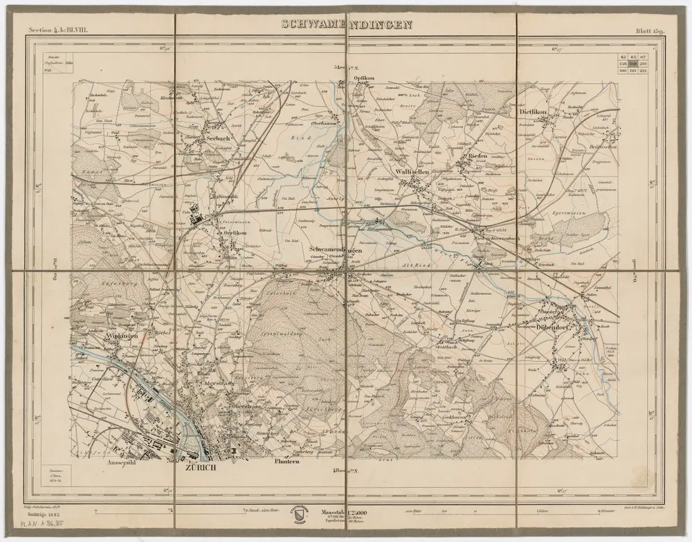 Topographischer Atlas der Schweiz (Siegfried-Karte): Den Kanton Zürich betreffende Blätter: Blatt 159: Schwamendingen